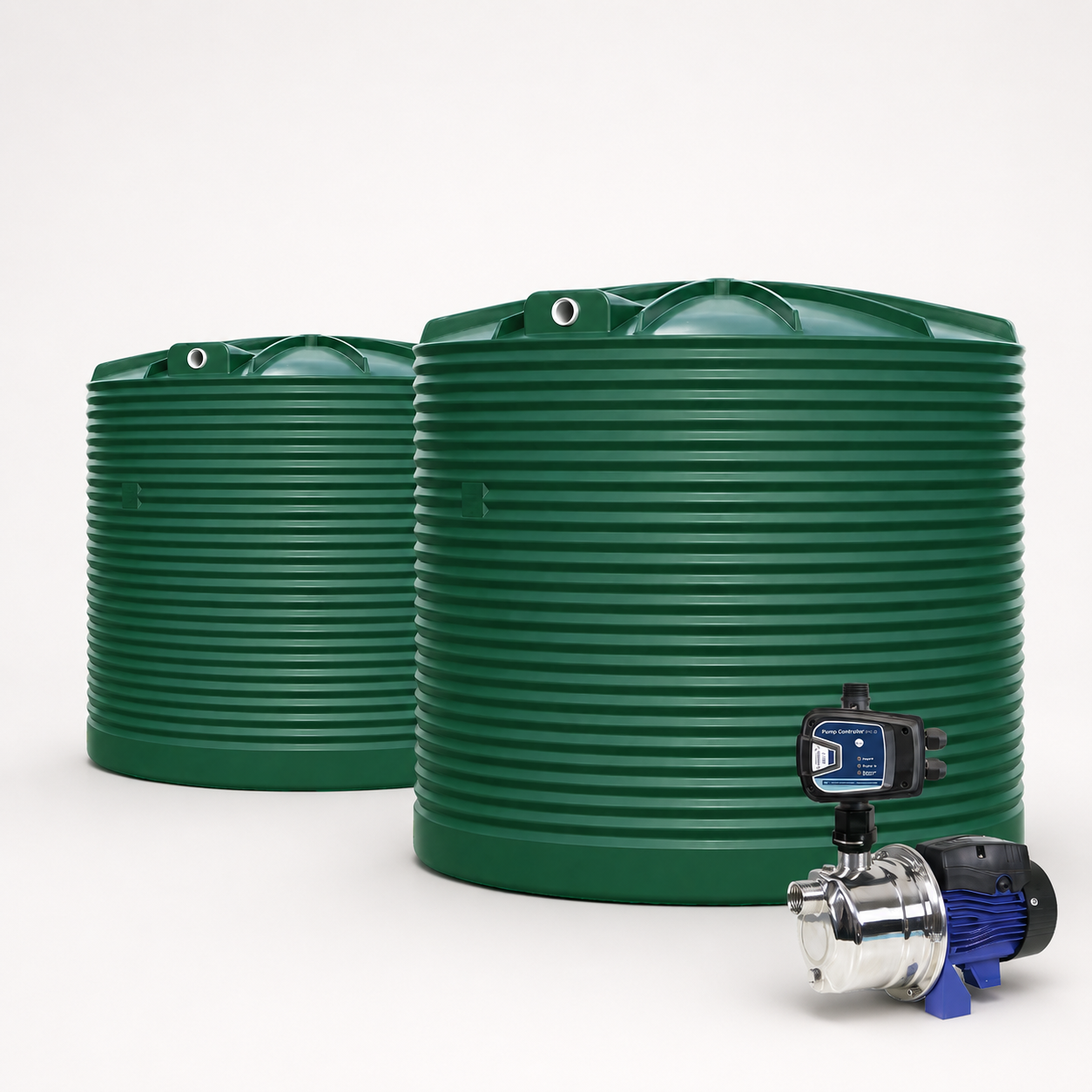 2 × 10,000L Corrugated Poly Tanks + Bianco INOX45 Pump Package
