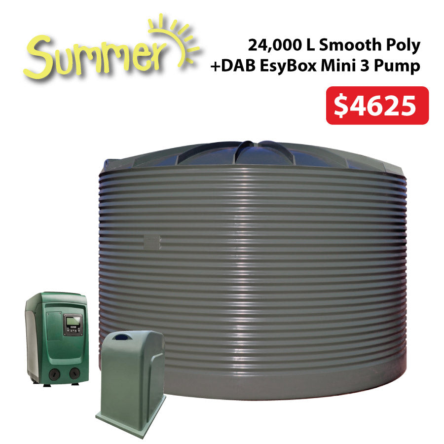 24,000 Litre Corrugated Poly Water Tank + DAB EsyBox Mini3