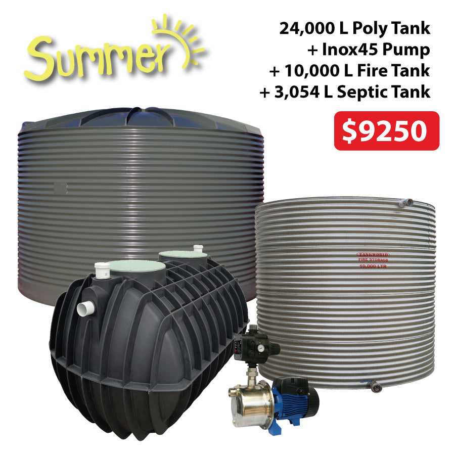 24,000 Litre Corrugated Poly Water Tank + Fire Tank + Septic + Inox45