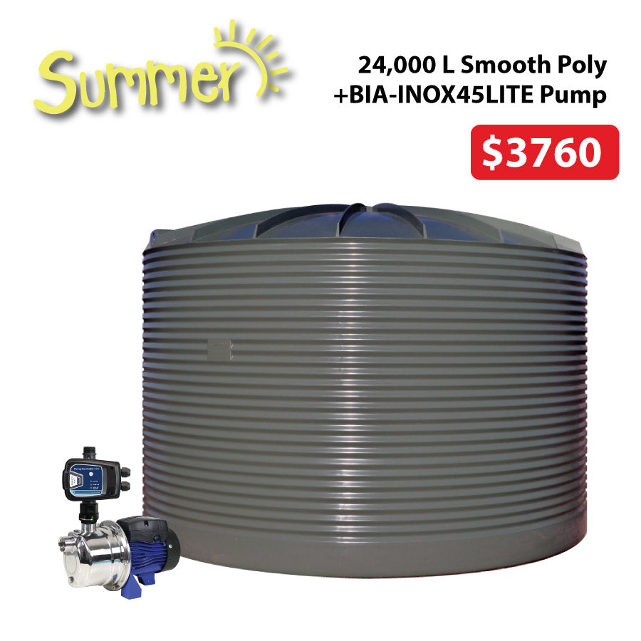 24,000 Litre Corrugated Poly Water Tank + Inox 45