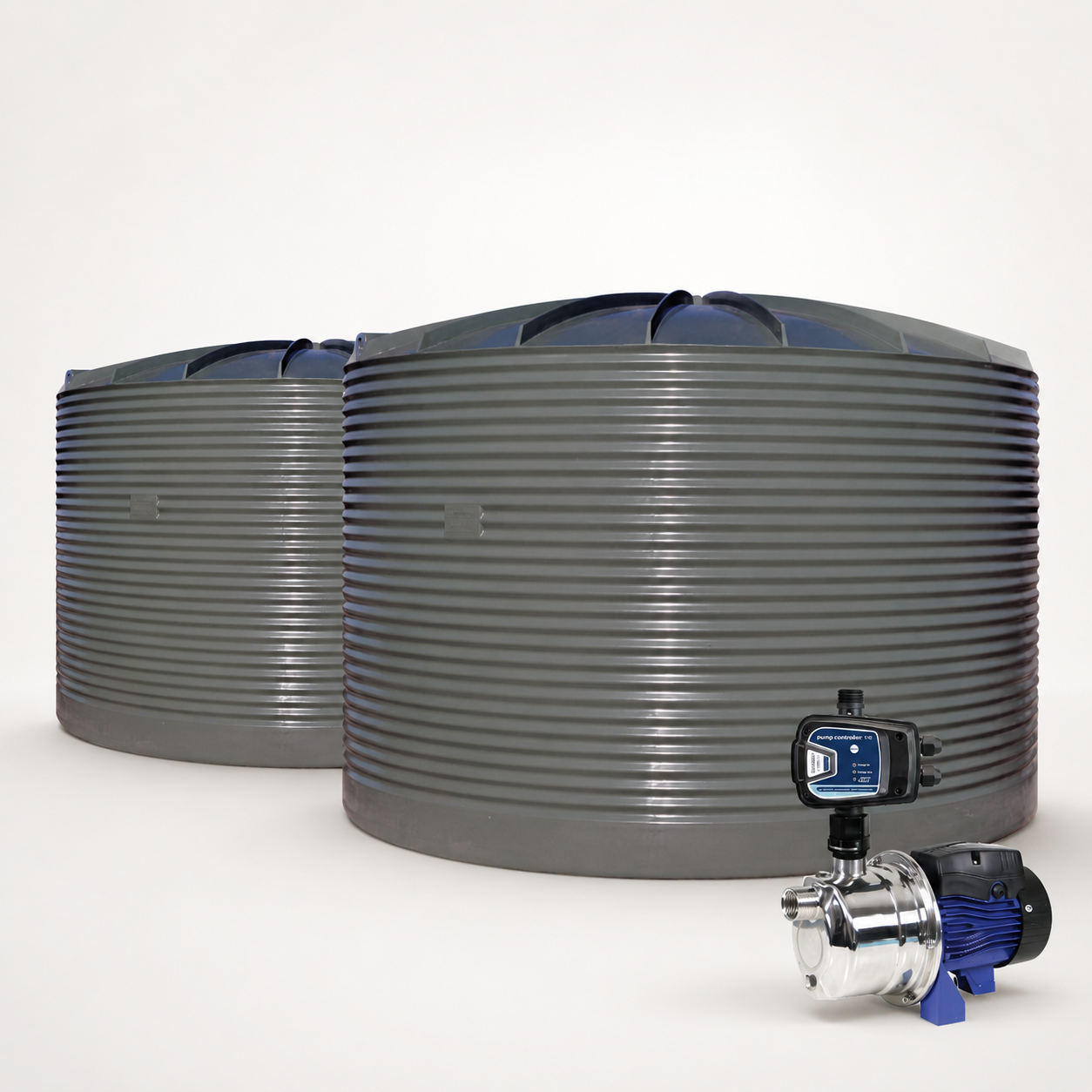 2 × 24,000L Corrugated Poly Tanks + Bianco INOX45 Pump Package