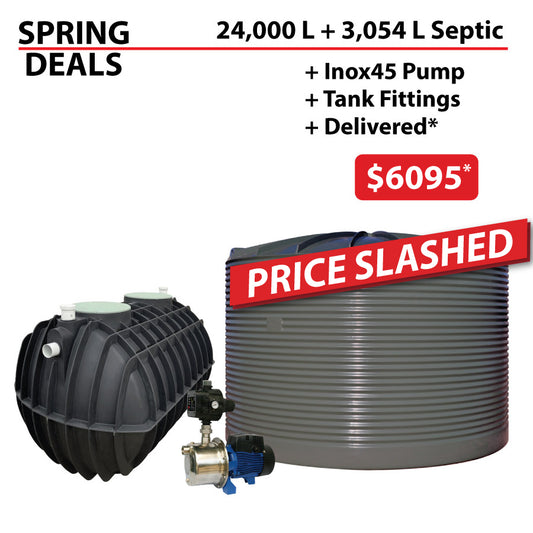 24,000 L Corrugated + 3,054 L Septic SPRING DEALS