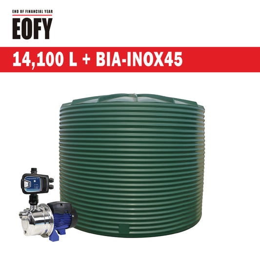 14,100 Litre Corrugated Poly Water Tank & Inox45 EOFY