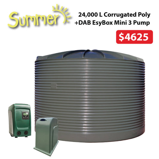 24,000 Litre Corrugated Poly Water Tank + DAB EsyBox Mini3